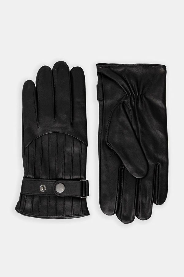 Sisley Kožne rukavice Sisley za muškarce, boja: crna, 6G4BSG003