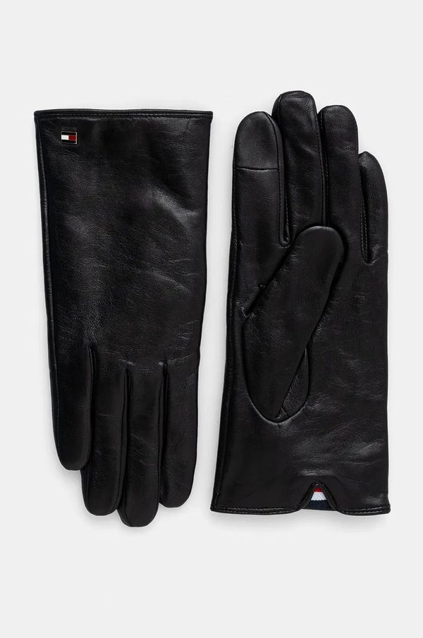 Tommy Hilfiger Kožne rukavice Tommy Hilfiger za žene, boja: crna