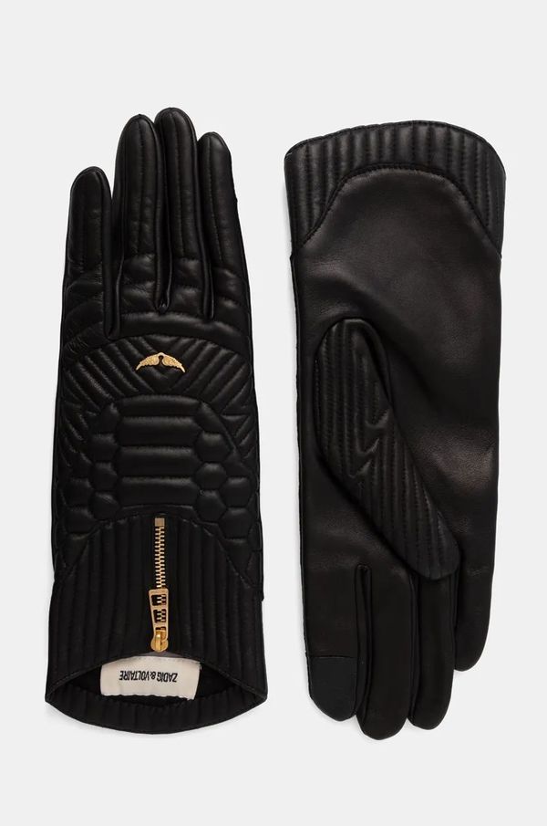 Zadig&Voltaire Kožne rukavice ZADIG&VOLTAIRE za žene, boja: crna, LWOG00065