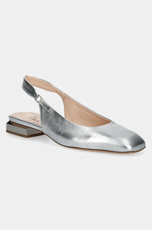 AGL Kožne salonke AGL Angie L Sling B boja: srebrna, s debelom potpeticom, s otvorenom petom, D557006PCKB135G279