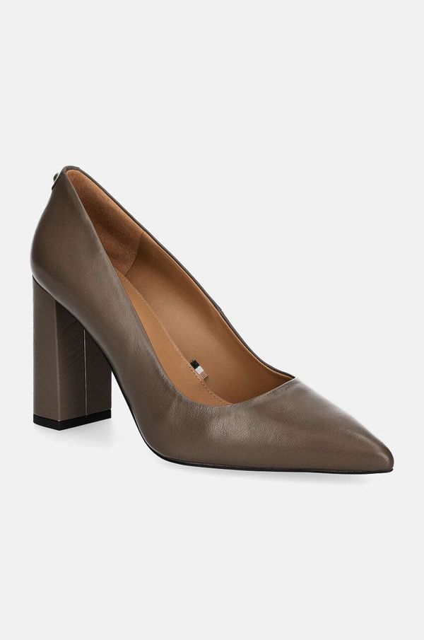 Boss Kožne salonke BOSS Janet boja: smeđa, s debelom potpeticom, 50518512