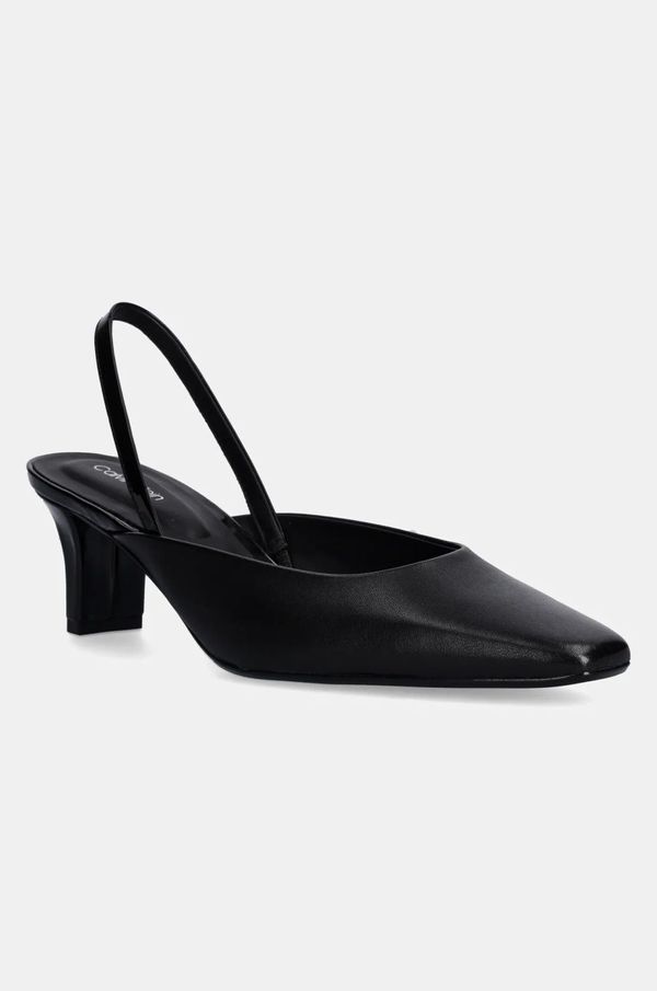 Calvin Klein Kožne salonke Calvin Klein HEEL SLING PUMP 50 - LTH boja: crna, s debelom potpeticom, s otvorenom petom, HW0HW02267