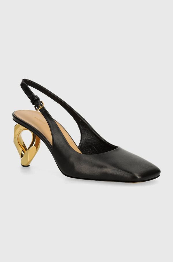 JW Anderson Kožne salonke JW Anderson Chain Heel boja: crna, s debelom potpeticom, s otvorenom petom, ANW43022A