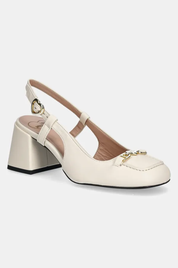 Love Moschino Kožne salonke Love Moschino boja: bež, s debelom potpeticom, s otvorenom petom, JA10107G1MIA0110