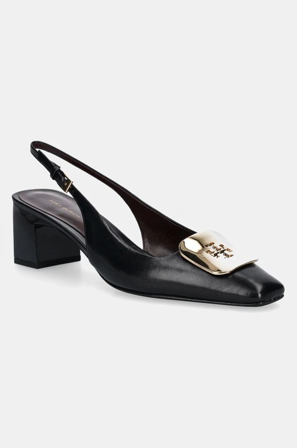 Tory Burch Kožne salonke Tory Burch Georgia Slingback boja: crna, s debelom potpeticom, s otvorenom petom, 156479-006