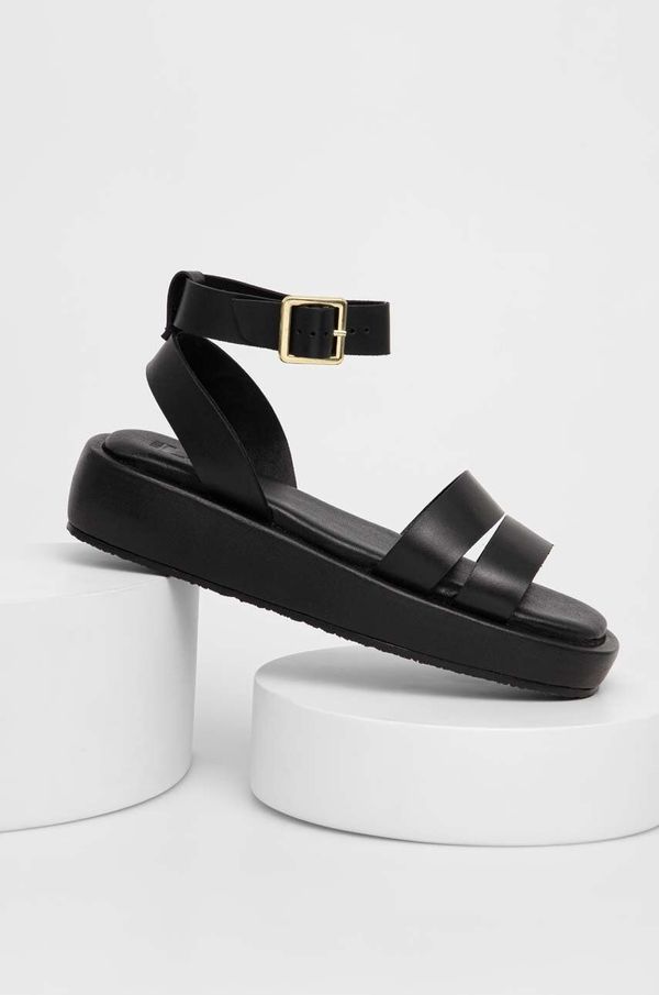 Answear Lab Kožne sandale Answear Lab za žene, boja: crna, s platformom