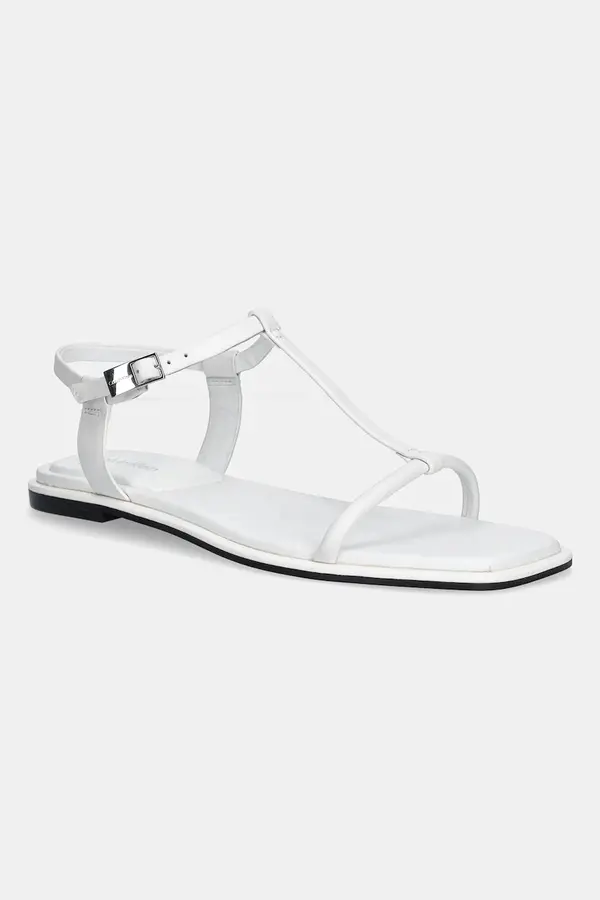 Calvin Klein Kožne sandale Calvin Klein FLAT SANDAL SQUARED BUCKLE LTH
