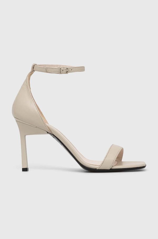 Calvin Klein Kožne sandale Calvin Klein GEO STILETTO SANDAL boja: bež, HW0HW01610