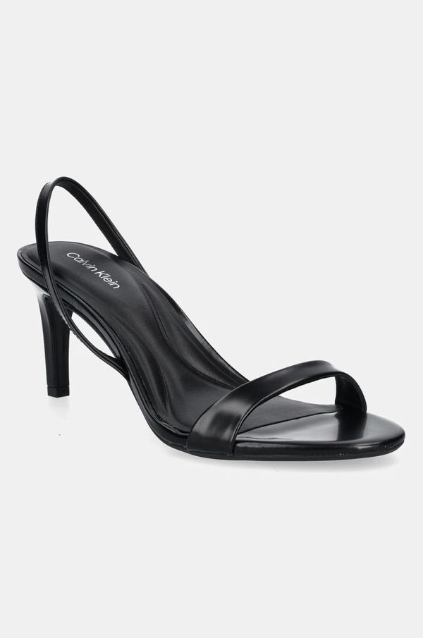 Calvin Klein Kožne sandale Calvin Klein HEEL D'ORSAY SANDAL 70 - BRUSH L boja: crna, HW0HW02265