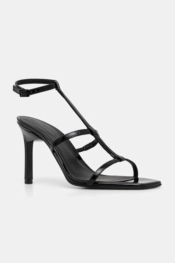 Calvin Klein Kožne sandale Calvin Klein HEEL GLADI SANDAL 90 PAT boja: crna, HW0HW02312