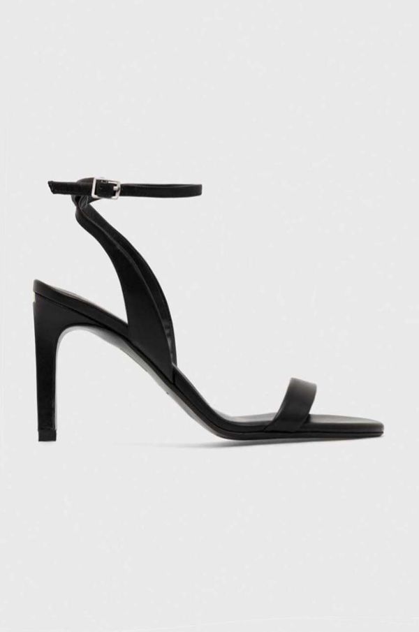 Calvin Klein Kožne sandale Calvin Klein HEEL SANDAL 90 LTH boja: crna, HW0HW01945