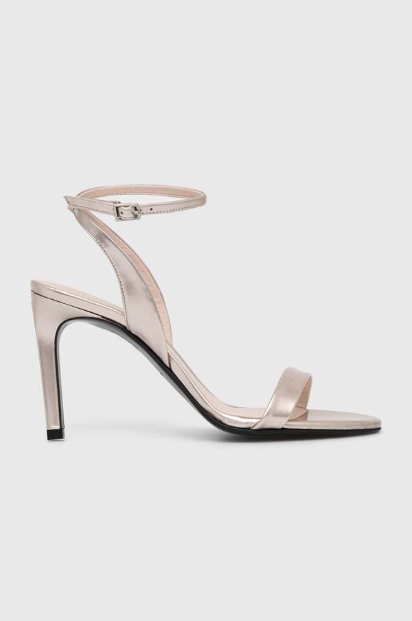 Calvin Klein Kožne sandale Calvin Klein HEEL SANDAL 90 PEARL boja: ružičasta, HW0HW02026