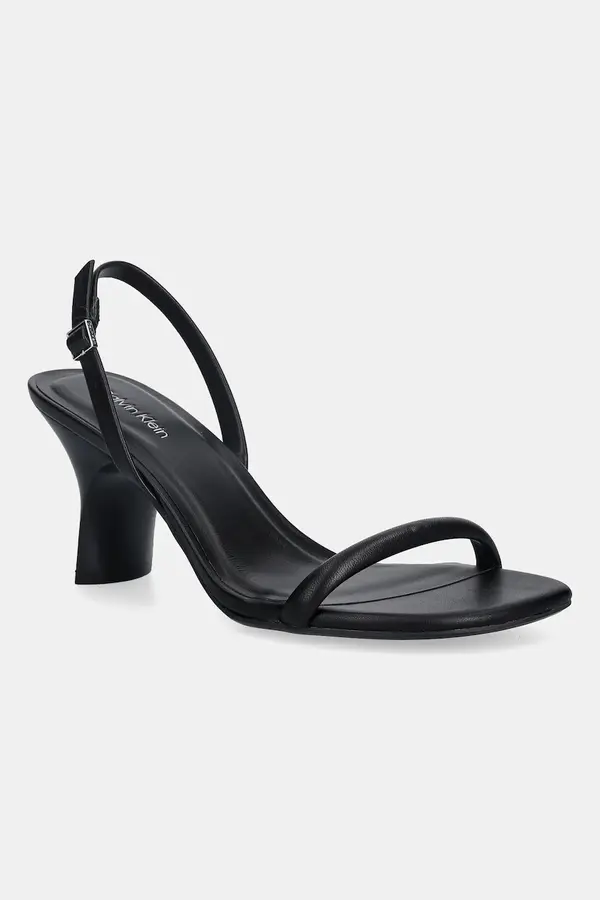 Calvin Klein Kožne sandale Calvin Klein SCULPT KITT HEEL STRAPPY LTH