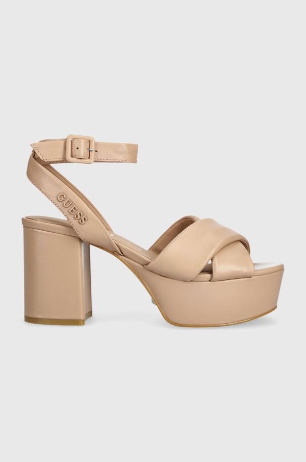 Guess Kožne sandale Guess SHANNY boja: bež, FLJSNN LEA03
