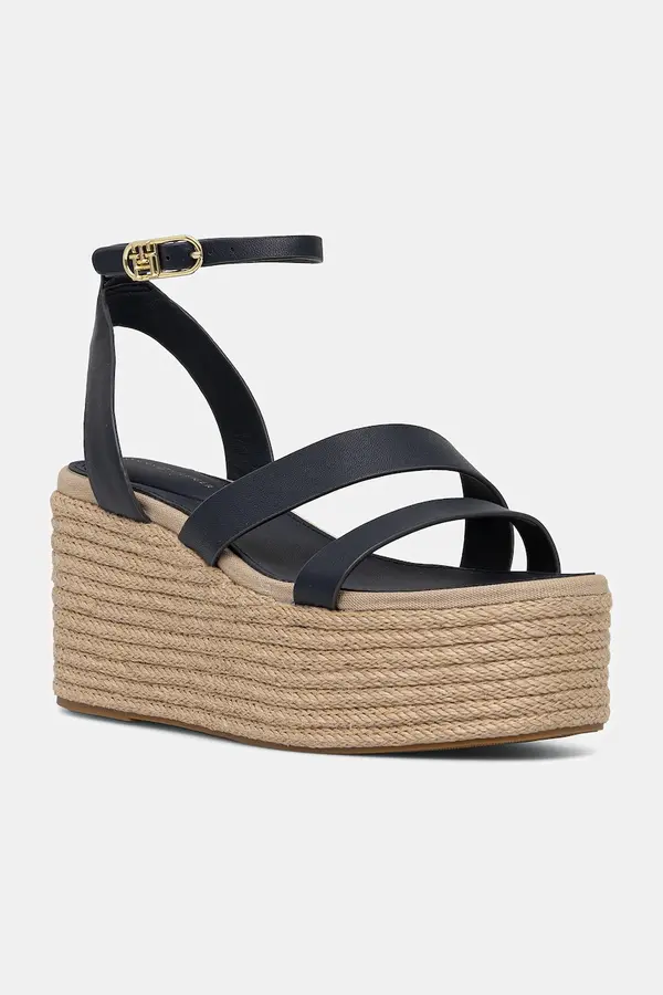 Tommy Hilfiger Kožne sandale Tommy Hilfiger ANKLE STRAP LEATHER PLATFORM