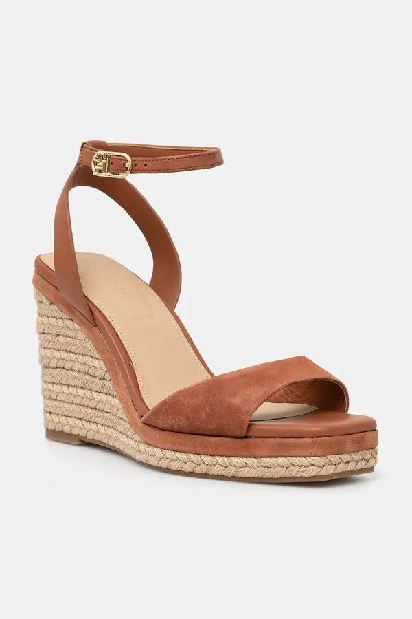 Tommy Hilfiger Kožne sandale Tommy Hilfiger LEATHER & SUEDE HIGH WEDGE ESPAD