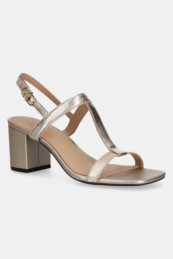 Tommy Hilfiger Kožne sandale Tommy Hilfiger LEATHER BLOCK HEEL SANDAL METAL