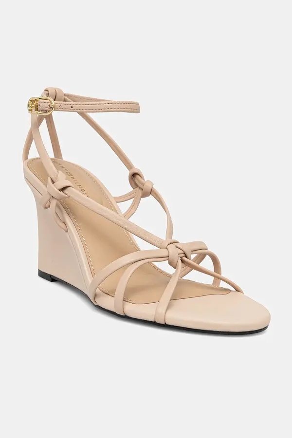 Tommy Hilfiger Kožne sandale Tommy Hilfiger LEATHER KNOTS WEDGE SANDAL