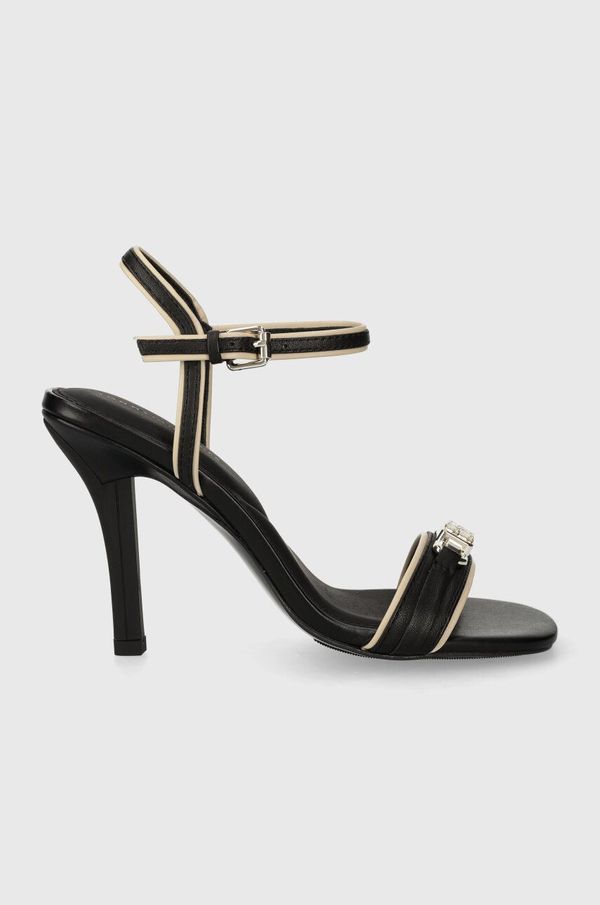 Tommy Hilfiger Kožne sandale Tommy Hilfiger TH HARDWARE HEELED SANDAL boja: crna, FW0FW07796