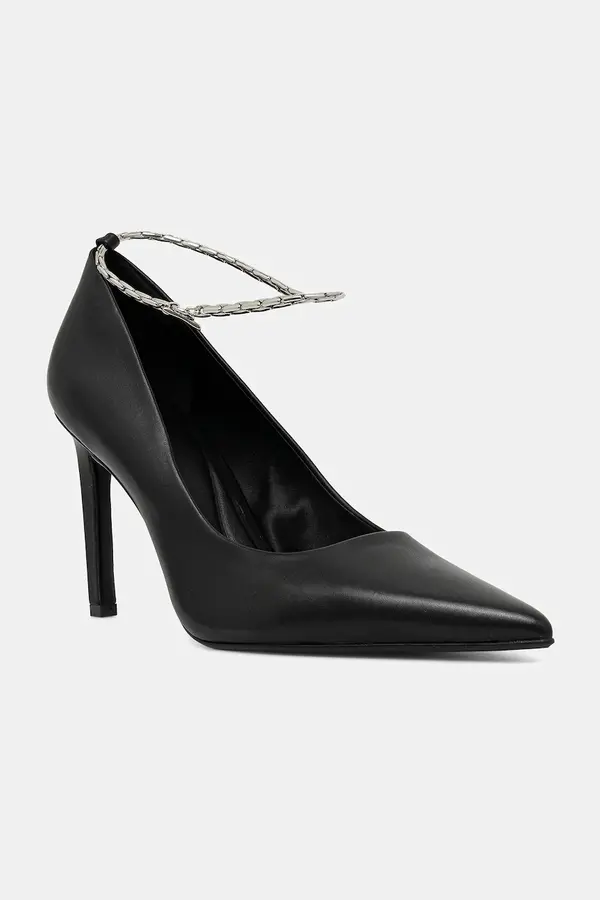 Calvin Klein Kožne štikle Calvin Klein ESS STILETTO HDW CHAIN LTH 90