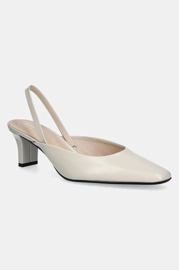 Calvin Klein Kožne štikle Calvin Klein HEEL SLING PUMP 50 - BRS boja: bež, HW0HW02448