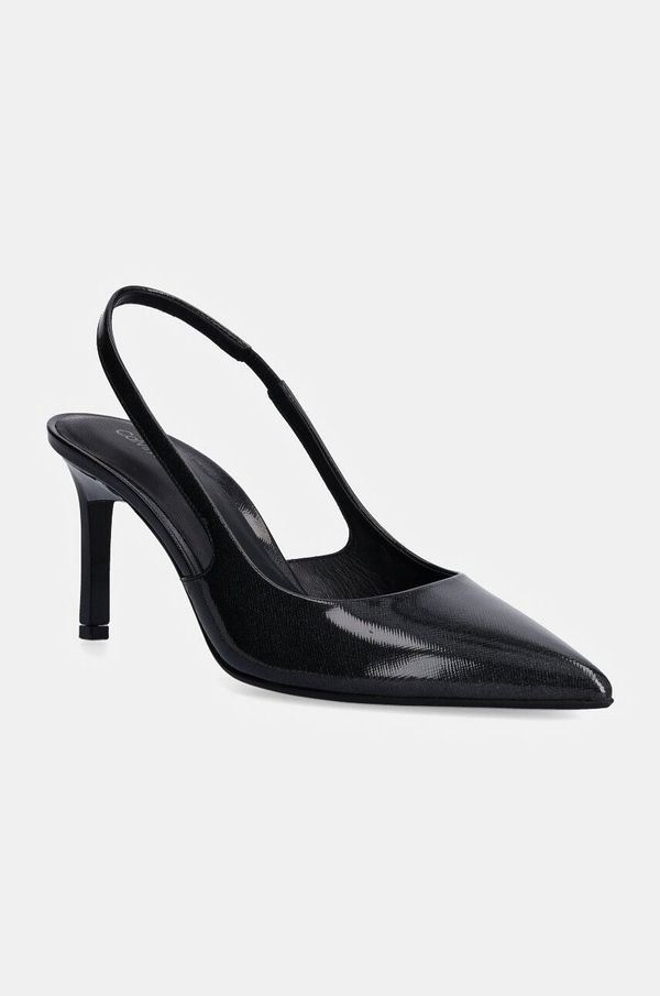 Calvin Klein Kožne štikle Calvin Klein HEEL SLINGBACK PUMP 70 SAFF LTH boja: crna, HW0HW02068