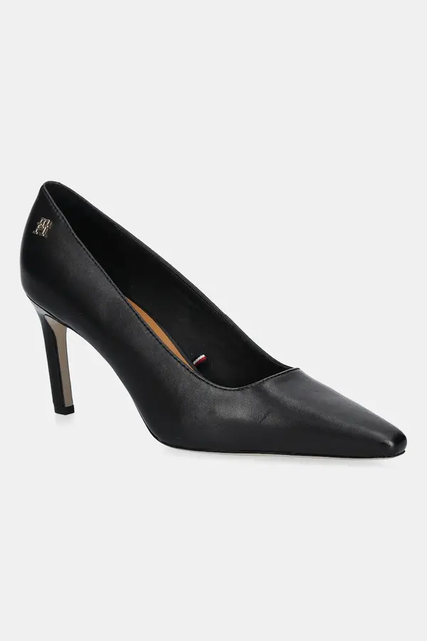 Tommy Hilfiger Kožne štikle Tommy Hilfiger TH LOGO LEATHER PUMP SLANTED HL