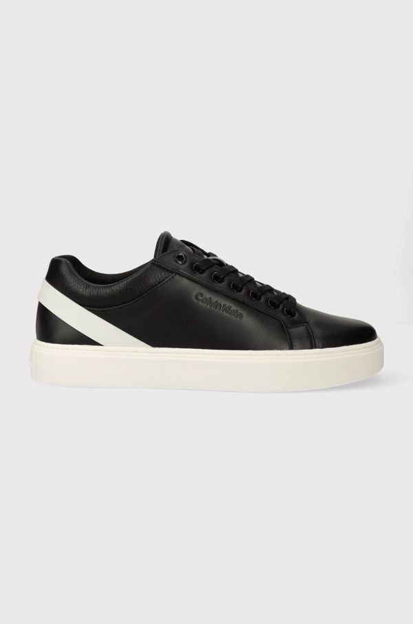 Calvin Klein Kožne tenisice Calvin Klein LOW TOP LACE UP ARCHIVE STRIPE boja: crna, HM0HM01292