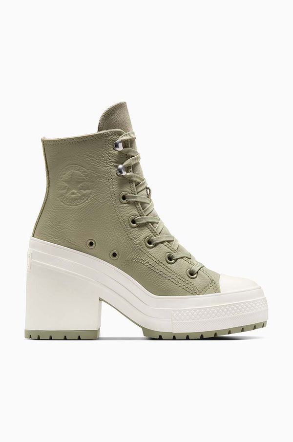 Converse Kožne tenisice Converse Chuck 70 De Luxe Heel Platform za žene, boja: zelena, A10378C