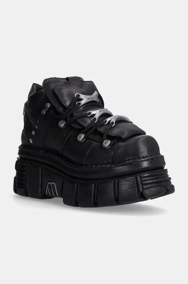New Rock Kožne tenisice New Rock Negro + Nomada Negro + Tower Negro Lateral E-14 boja: crna, M-106-S29