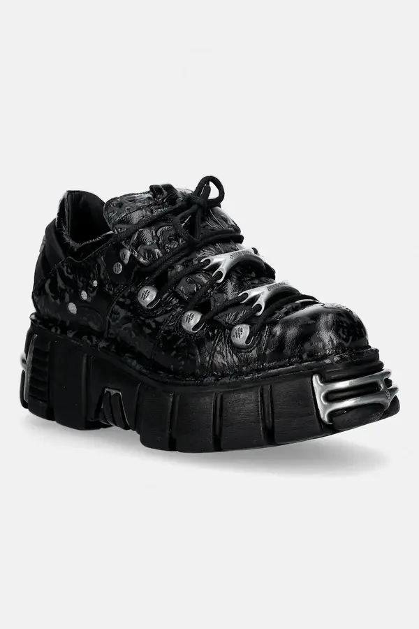 New Rock Kožne tenisice New Rock VINTAGE FLOWER NEGRO, TOWER NEGRO ACERO + l