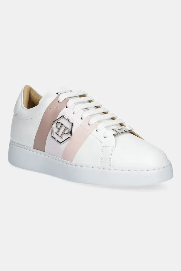 Philipp Plein Kožne tenisice Philipp Plein Lo-Top Hexagon za žene, boja: bijela, USC0704 PLE005N 0103