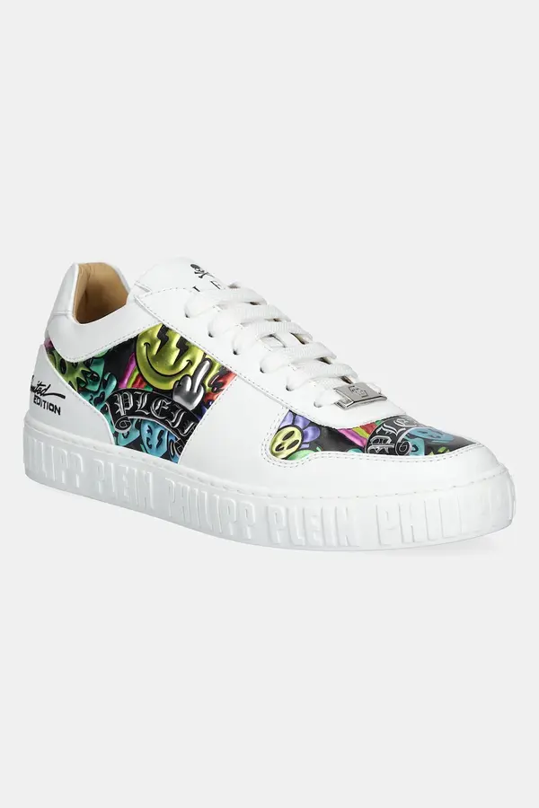 Philipp Plein Kožne tenisice Philipp Plein Nappa Lo-Top Smile boja: bijela, USC0663 PLE010N 01