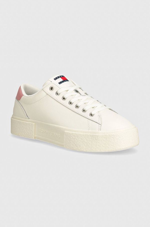 Tommy Jeans Kožne tenisice Tommy Jeans TJW FOXING FLATFORM boja: bijela, EN0EN02567