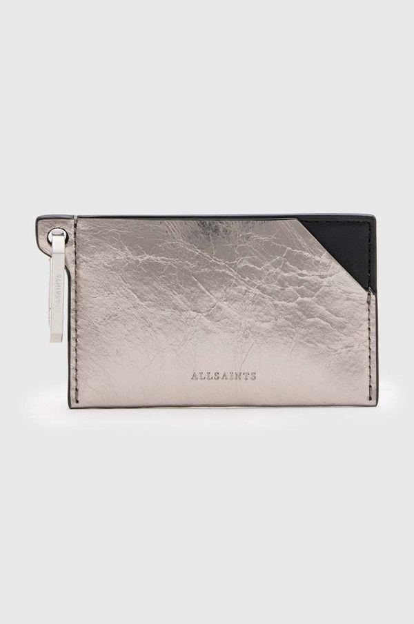 AllSaints Kožni etui za kartice AllSaints HEX CARDHOLDER boja: srebrna, W173XB
