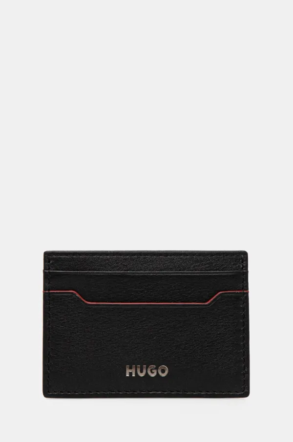 HUGO Kožni etui za kartice + privjesak HUGO boja: crna, 50536411