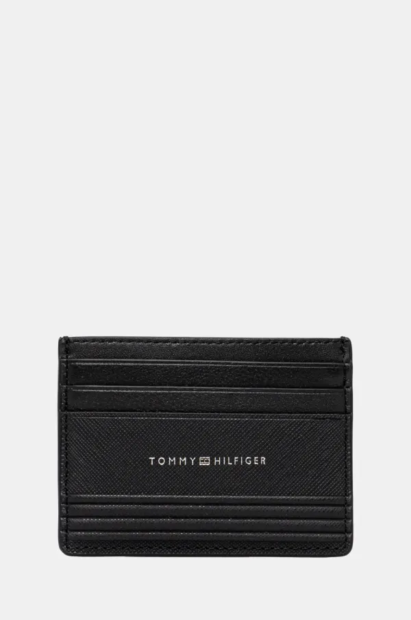 Tommy Hilfiger Kožni etui za kartice Tommy Hilfiger boja: crna, AM0AM13257