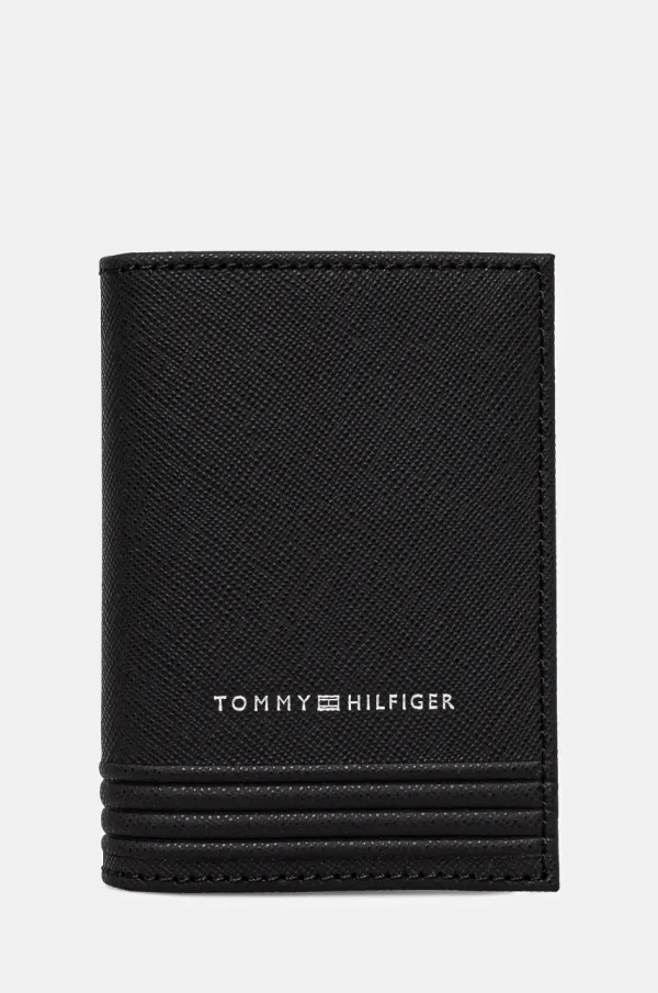 Tommy Hilfiger Kožni etui za kartice Tommy Hilfiger boja: crna, AM0AM13262