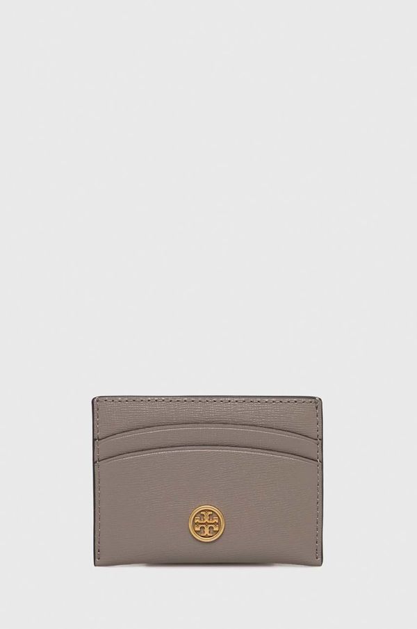 Tory Burch Kožni etui za kartice Tory Burch za žene, boja: siva