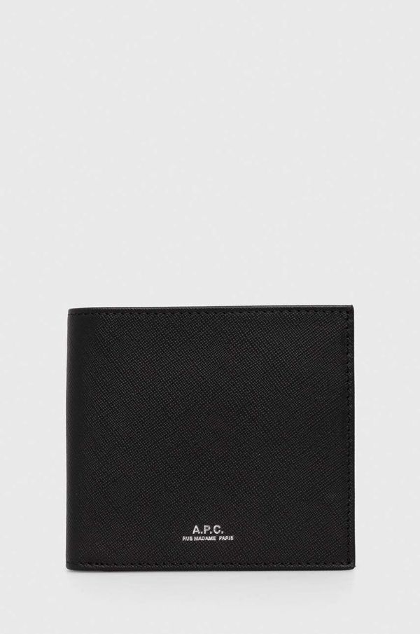 A.P.C. Kožni novčanik A.P.C. new portefeuille london za muškarce, boja: crna, PXBJQ.H63340