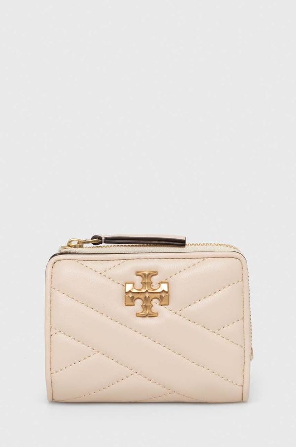 Tory Burch Kožni novčanik Tory Burch Kira Chevron Bi-Fold za žene, boja: bež, 153121.122