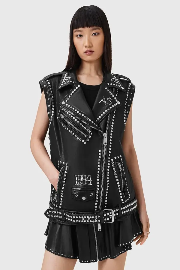 AllSaints Kožni prsluk AllSaints BILLIE