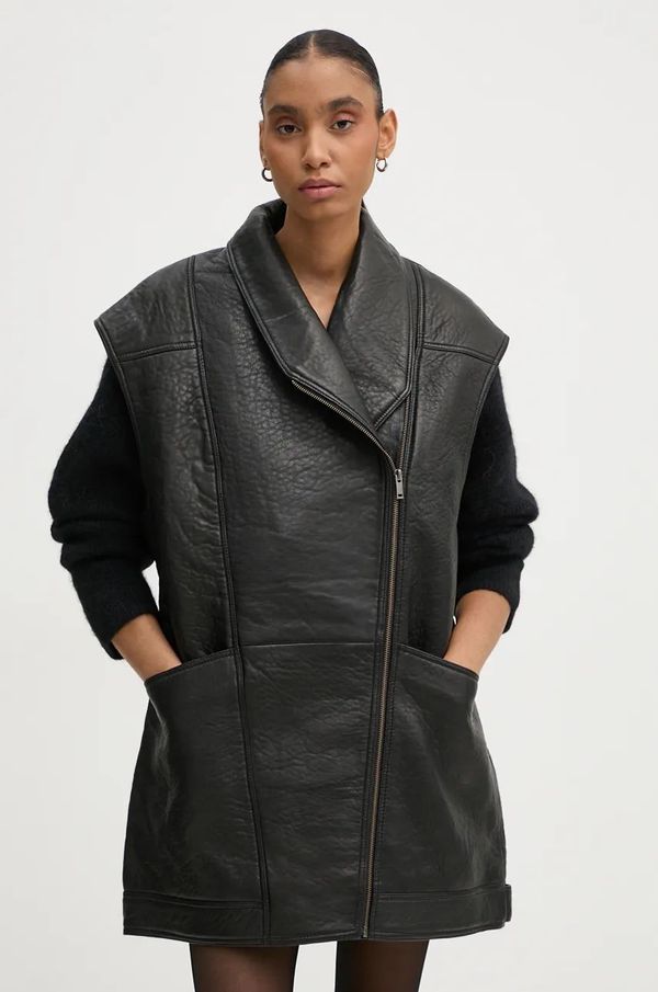 Gestuz Kožni prsluk Gestuz za žene, boja: crna, za prijelazno razdoblje, 10909519