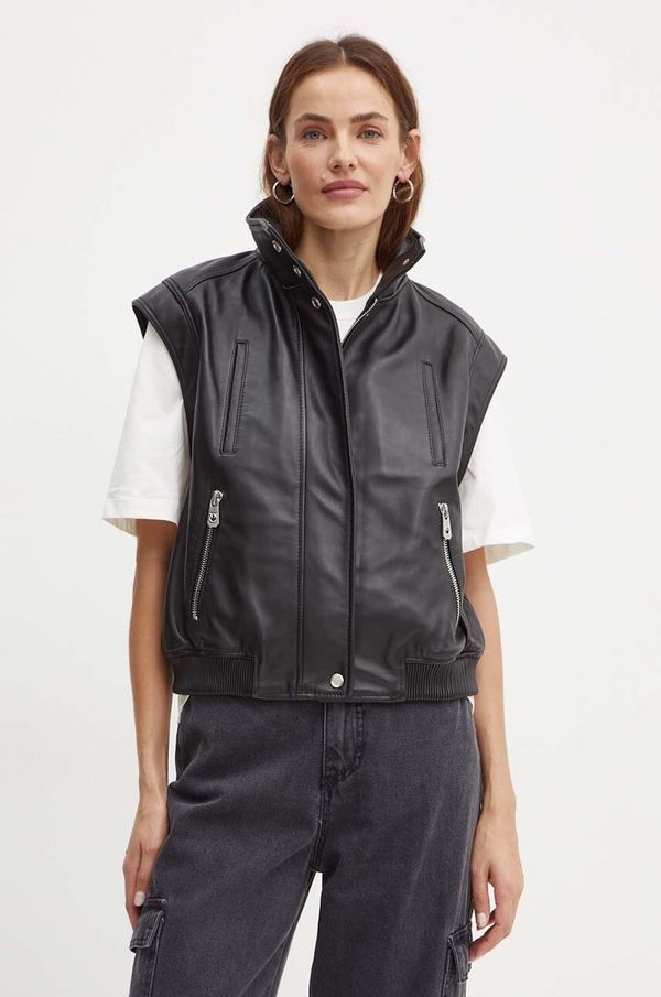 Pinko Kožni prsluk Pinko za žene, boja: crna, za prijelazno razdoblje, 103898 A21L