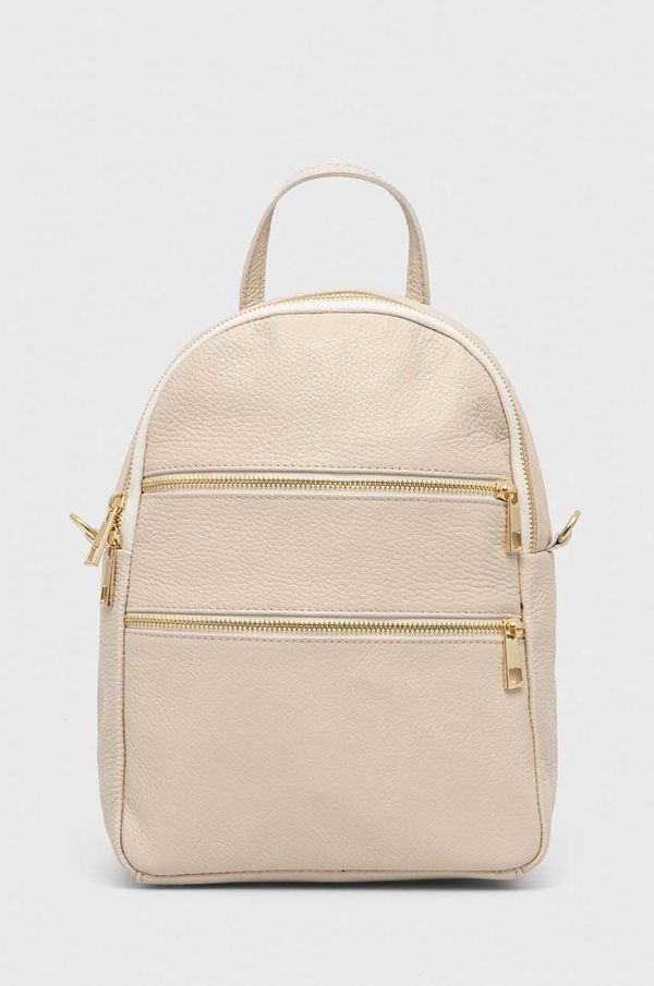 Answear Lab Kožni ruksak Answear Lab za žene, boja: bež, mali, bez uzorka