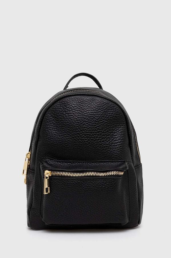 Answear Lab Kožni ruksak Answear Lab za žene, boja: crna, mali, bez uzorka