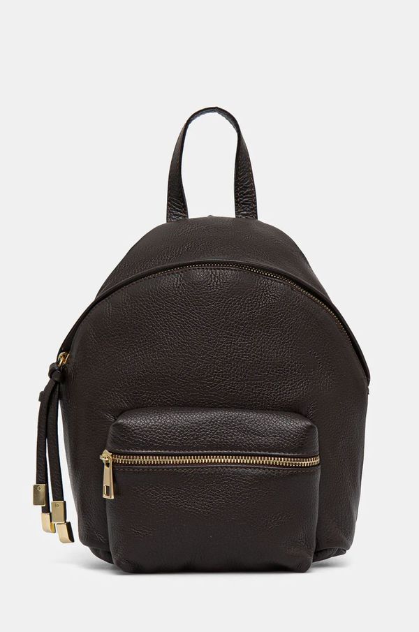 Answear Lab Kožni ruksak Answear Lab za žene, boja: smeđa, mali, bez uzorka