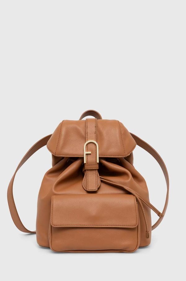 Furla Kožni ruksak Furla za žene, boja: bež, mali, bez uzorka, WB01084 BX2045 RY000