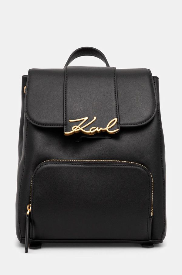 Karl Lagerfeld Kožni ruksak Karl Lagerfeld za žene, boja: crna, mali, bez uzorka, A1W30019