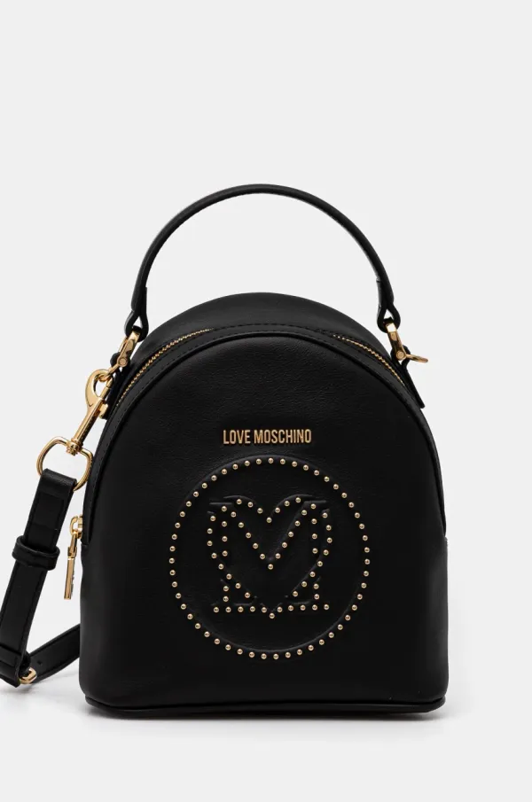 Love Moschino Kožni ruksak Love Moschino za žene, boja: crna, mali, s aplikacijom, JC4069PP1